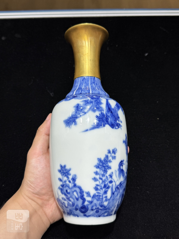 民国 青花花鸟瓶 - 图3